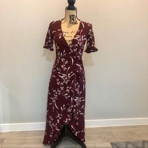 Lulu’s Wild Winds Floral High-Low Wrap Dress